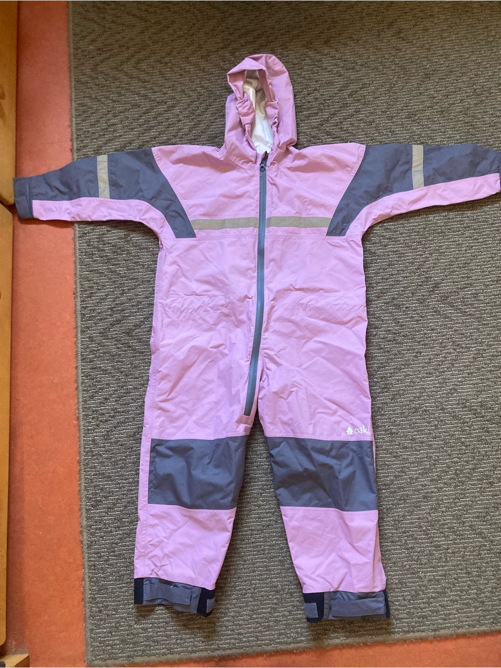 OAKI Kids One Piece Rain Trail Suit Size 8/9 Hooded Lavender Girls